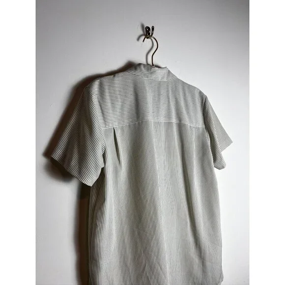 Chaus Striped Blue White Buttondown Short Sleeve - Picture 6 of 6
